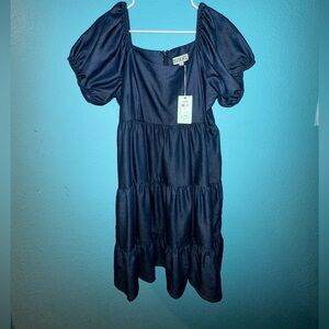 Chic Black Puff Sleeve Kids Dress